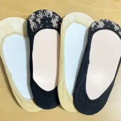 【23〜25cm】パンプス用？カバーソックス＊新品4足セット・甲レース編み