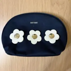 MARY QUANT マリークワント ネイビー フラワーモチーフポーチ