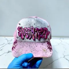 メッシュキャップリメイク Y2k カスタム ピンク ナ－ド リメイク カスタム キャップ - メルカリ