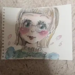 水彩画 少女イラスト 2点セット