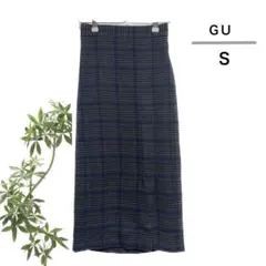 GU タイトスカート　チェック柄　ミドル丈　ジーユー