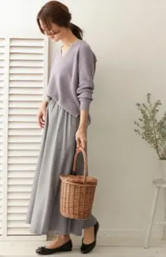 グレンチェック柄　ロングスカート