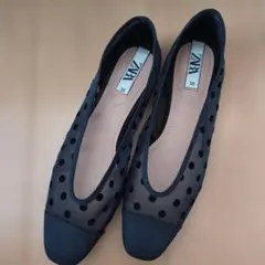 ZARA ドット柄 フラットシューズ 38