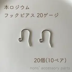 本ロジウム フックピアス 20ゲージ 20個(10ペア)