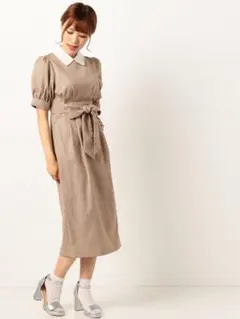 archives 付け衿パフスリーブロングワンピース