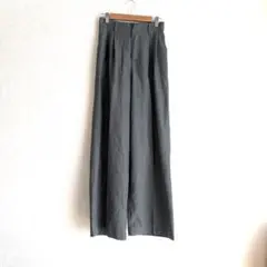 【N.s】 ワイドパンツ センタークリース入り グレー ウエストゴム Lサイズ