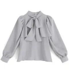 GRL リボン付き　ボウタイケープブラウス　M [tu479]