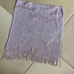 薄ピンク フリンジ付きレースストール