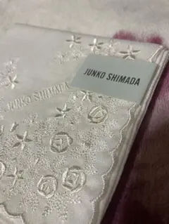 JUNKO SHIMADA 刺繍ハンカチ ホワイト