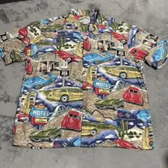 アロハシャツ 開襟シャツ Rayon100% 総柄 車柄 ハワイ製のサムネイル