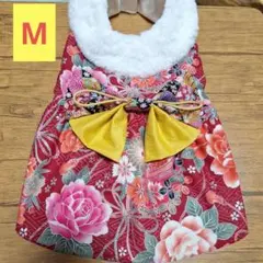 ハンドメイド犬服 和柄 원피스 着物風 원피스 M 初詣 お正月 お祝い