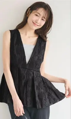 コカ coca フラワージャカードベスト （Black） Lサイズ