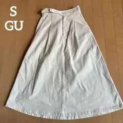 【GU】コーディロイ　ホワイトロングスカート　ウエストバックル付き　♡オシャレ♡