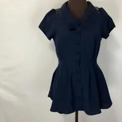 訳あり dazzlin トップス 切替オーガンジー 刺繍 ぺプラム ブラウス