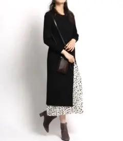 インディヴィ ニットロングワンピース ・ロングスカート　黒　M 新品