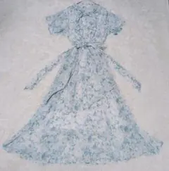 mily bilet 花柄シフォンレイヤードワンピース L オフホワイト×ブルー