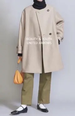 未使用級⭐︎BELLANDI ノーカラーミドルコート　定価¥39600