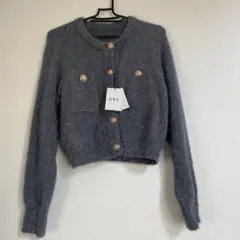 GRL グレー クロップドカーディガン