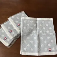 【新品】今治ドット柄 グレー タオルハンカチ 20cm 4枚セット