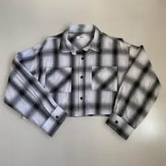 【WEGO】チェック柄 長袖シャツ グレー系 Fサイズ