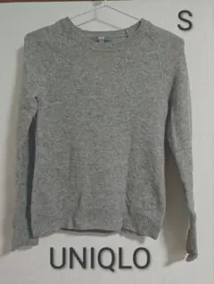 UNIQLO ラムクルーネックセーター WOMEN グレー　S　ニット　秋冬