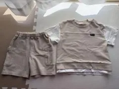 petit main ベージュ ショートパンツ Tシャツセット