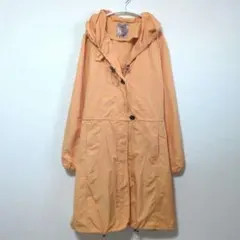 美品 オレンジ スプリングコート L〜LL フード付