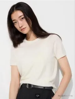 UNIQLO 半袖　メリノクルーネックセーター　L