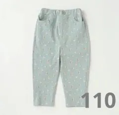 プティマイン　スマイルパンツ　ポケットバックリボン　花柄　10分丈　110cm