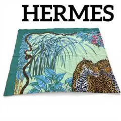 美品】Hermès エルメス 馬車柄 コットンジャージ ストール ブルー 