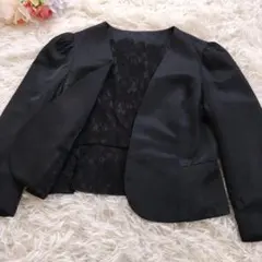 良品　ルイルエブティック　入学式卒業式　　ペプラムノーカラージャケット　黒S