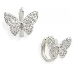 P-142S バタフライピアス シルバー キラキラ 華奢 ガーリー 大人かわいい