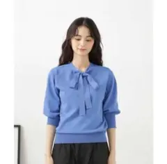 前後2way リボン 五分袖 サマーニット