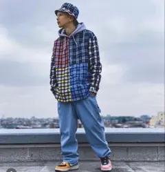 XLARGE チェック柄 パッチワークシャツ M