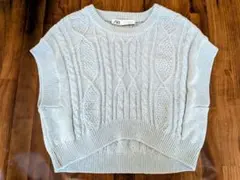 ZARA　ライトブルー　ニットベスト　Mサイズ