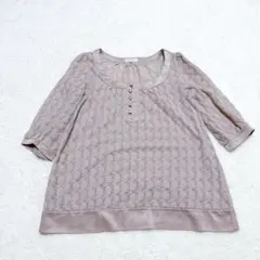 ♡ロペピクニック♡ 七分丈ブラウス　レース　シアー　ラウンドネック コットン混