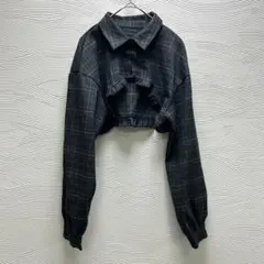 超美品✨DAZY チェック柄 フリル クロップド丈 シャツ✨Mサイズ✨激かわのサムネイル