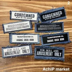 革タグ　レザータグ　英字タグ　デニムリメイク　ビンテージ　白黒　モノトーン ②