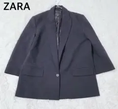 ZARA ザラ テーラードジャケット ブラック S 伸縮性 厚手　羽織り　無地のサムネイル