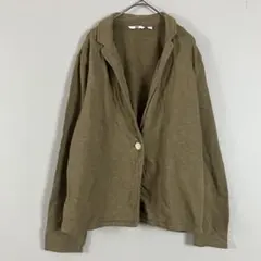 UNIQLO(L)長袖ジャケット/テーラードジャケット/カーキ/綿100%のサムネイル