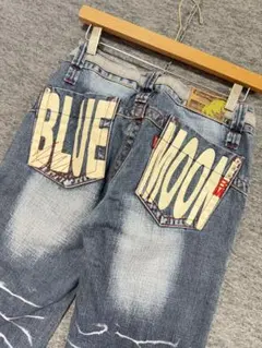 BLUE MOON BLUE ブルームーンブルー ロゴ デニムパンツ ストレートのサムネイル
