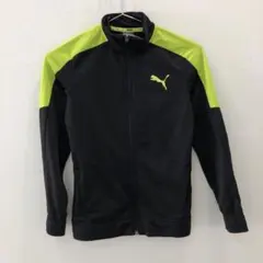 J1867 Puma フルジップジャージ 黒/ライムグリーン 140