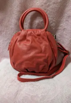 ear PAPILLONNER 梅バッグ 2WAY レザー レッド 中古品