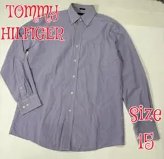TOMMY HILFIGER コットンチェック長袖シャツ　ブルー　L位