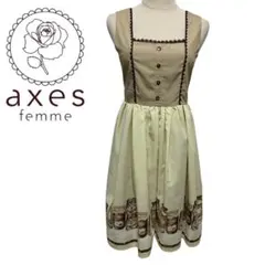 axes femme ノースリーブ膝丈ワンピース　ジャンスカ　レース　ジャム柄
