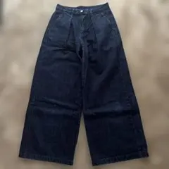 GU ダークブルー ワイドパンツ