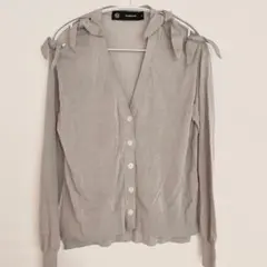 GU UNDERCOVER ベージュ リボン付き グレー カーディガン