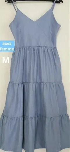 axes femme キャミワンピース M ライトブルー ティアード