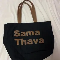【美品】サマンサタバサ レディーストートバッグ デカ文字黒×茶人気カラー