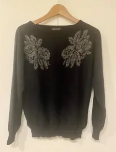 パルクラミュー　刺繍　ニット　ブラック　エンブロイダリー　セーター